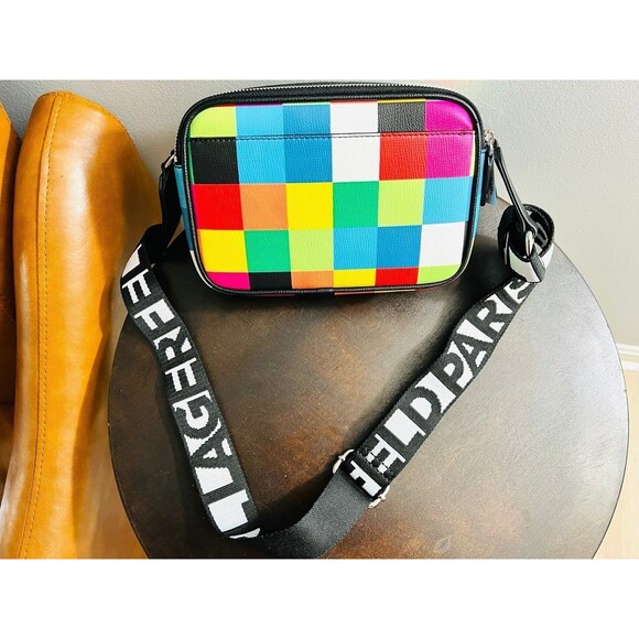 Karl Lagerfeld Paris Multi Combo Crossbody Bag - Colorful Grid Design NWT - Picture 3 of 6
